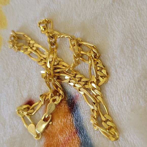 💛 NEW!!! GOLD PLATED STERELING SILVER NECKLACE CHAIN CHOKER WOMAN MEN UNISEX - Picture 7 of 8